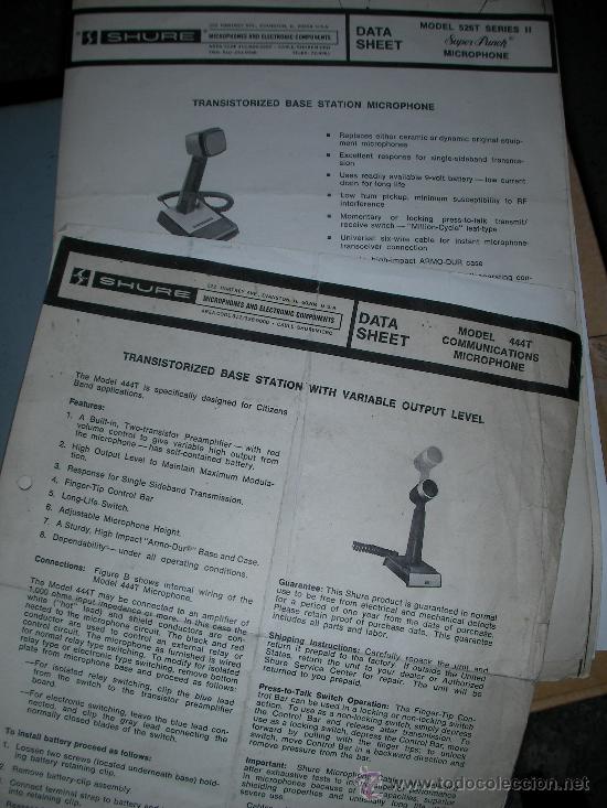 Radios antiguas: DOCUMENTACION DIVERSA MICROFONOS SHURE BASE STATION - Foto 1