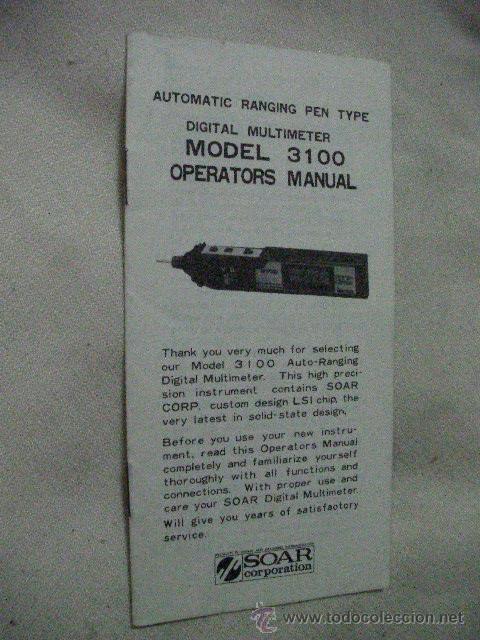 Radios antiguas: MANUAL DE INSTRUCCIONES PARA DIGITAL MULTIMETER MODEL 3100 - Foto 1