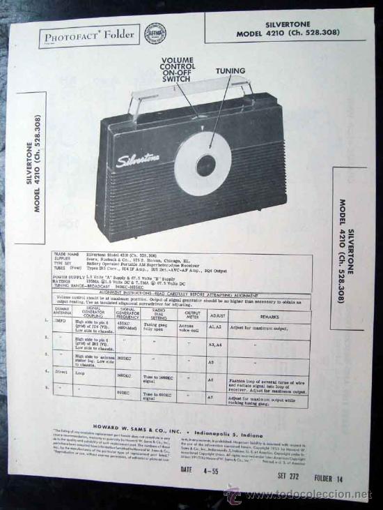 Radios antiguas: Electronica, Documentacion tecnica transistor Silvertone mod. 4210 - Foto 1