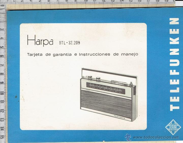 Radios antiguas: CATALOGO TELEFUNKEN MODELO HARPA - Foto 1