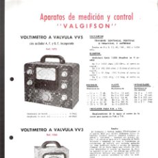 Radios antiguas: APARATOS DE MEDICIÓN Y CONTROL VALGIFSON. DIPTICO. 30 X 21 CMTRS. RADIO WATT.. Lote 42339544
