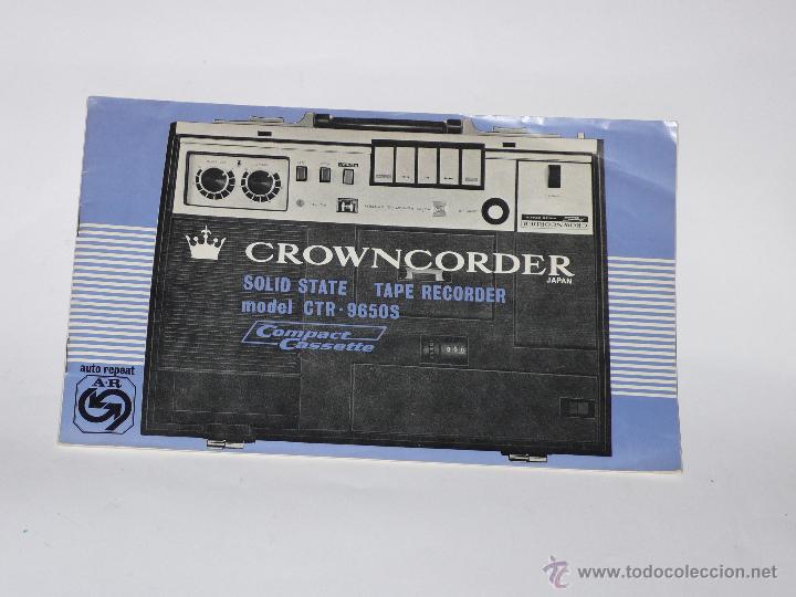 Radios antiguas: MANUAL CROWNCORDER SPY CTR-9650 S - Foto 1