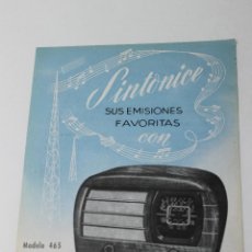 Radios antiguas: PUBLICIDAD RADIO SVC MODELO 465. Lote 48760727