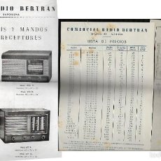 Radios antiguas: CATÁLOGO TRÍPTICO * RADIO RECEPTORES , CON PRECIOS Y ESQUEMA BOBINAS * RADIO BERTRAN. Lote 58475337