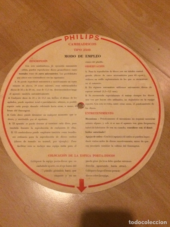 Radios antiguas: Instrucciones cambiadiscos tocadiscos philips 2508 - Foto 2