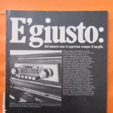 Radios antiguas: PUBLICIDAD 1969 - COLECCION COCHES - AL AUTORADIO NUMERO UNO AUTOVOX. Lote 138553290