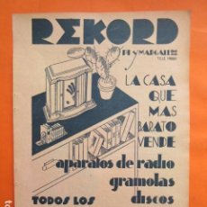 Radios antiguas: PUBLICIDA 1934 - COLECCION ELECTRODOMESTICOS - REKORD RADIO GRAMOLA DISCOS. Lote 191302530
