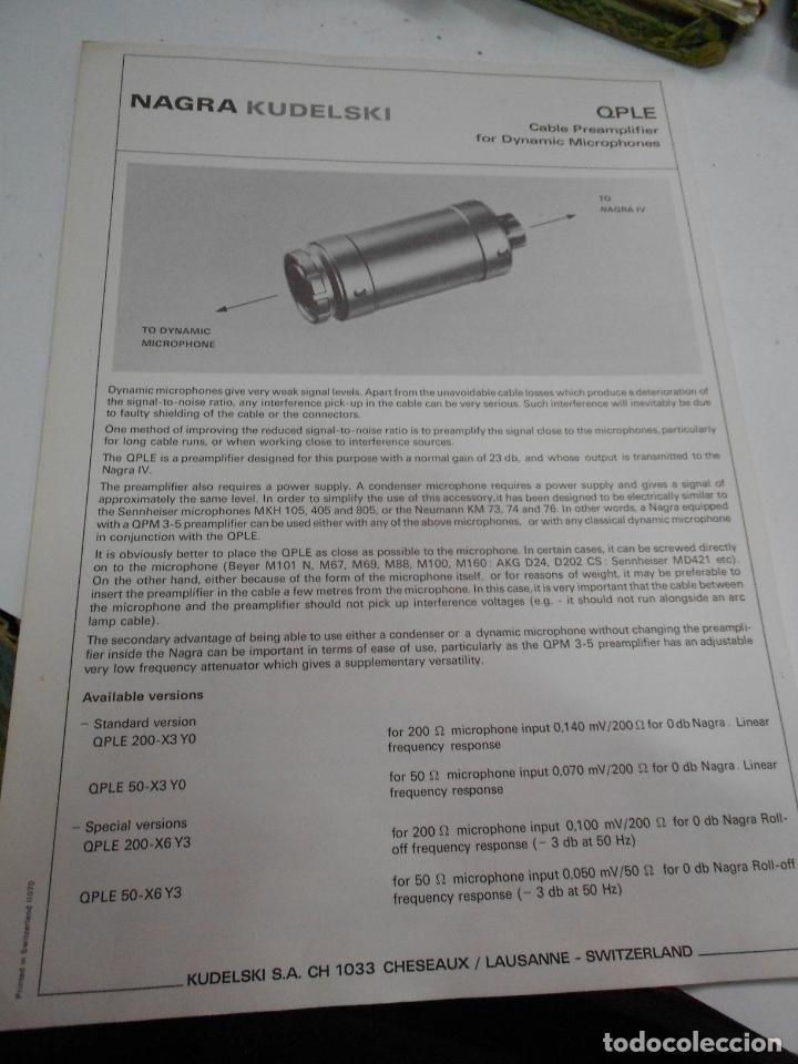 Radios antiguas: FICHA DESCRIPTIVA COMPONENTE NAGRA - Foto 1