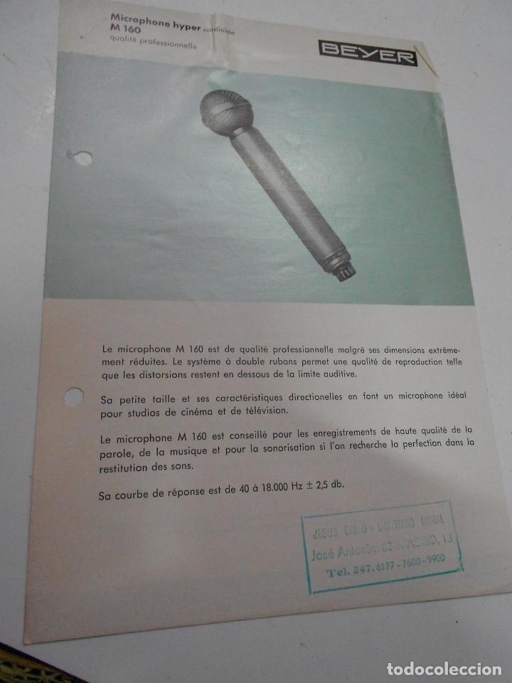 Radios antiguas: FICHA DESCRIPTIVA MICROPHONE HYPER M 160 BEYER - Foto 1