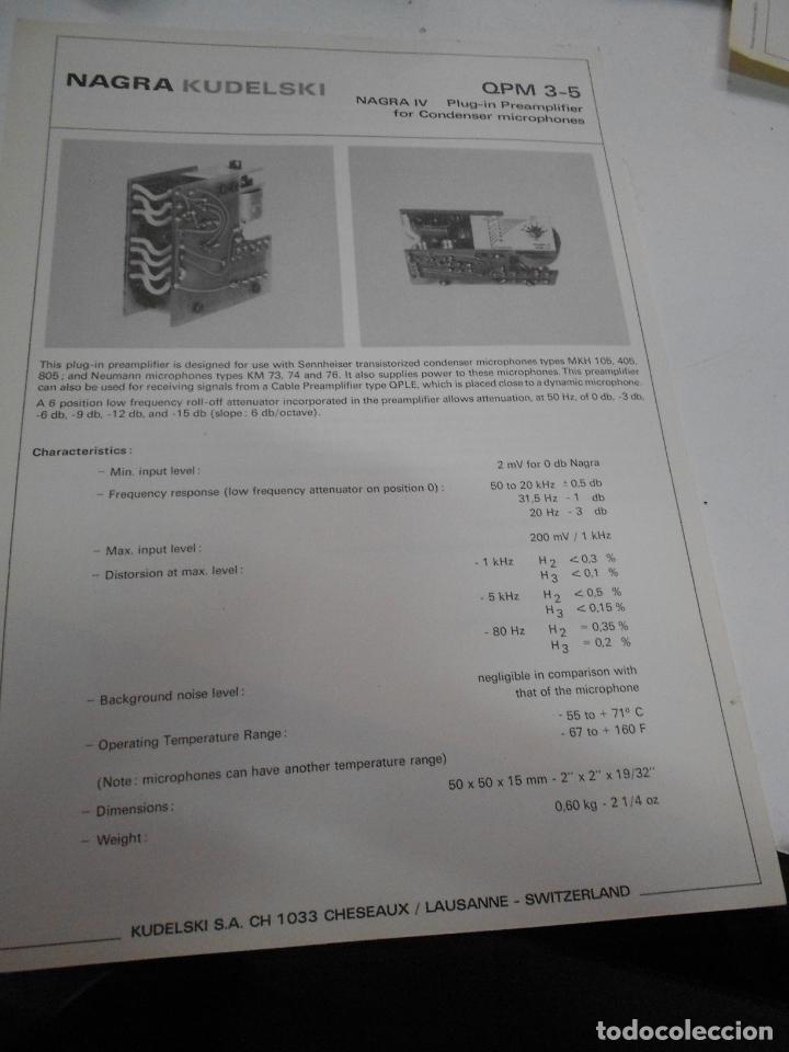 Radios antiguas: FICHA DESCRIPTIVA COMPONENTE NAGRA - Foto 1