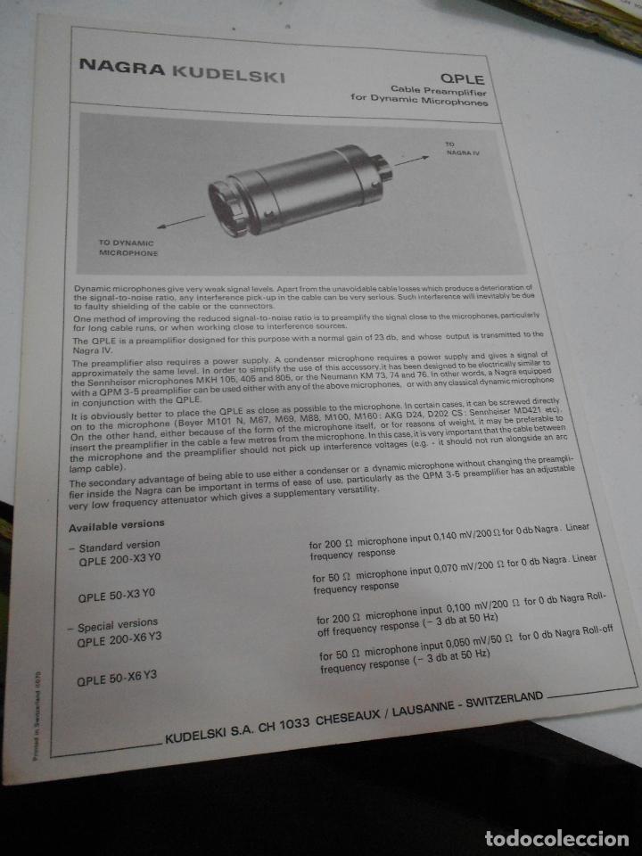 Radios antiguas: FICHA DESCRIPTIVA COMPONENTE NAGRA - Foto 1