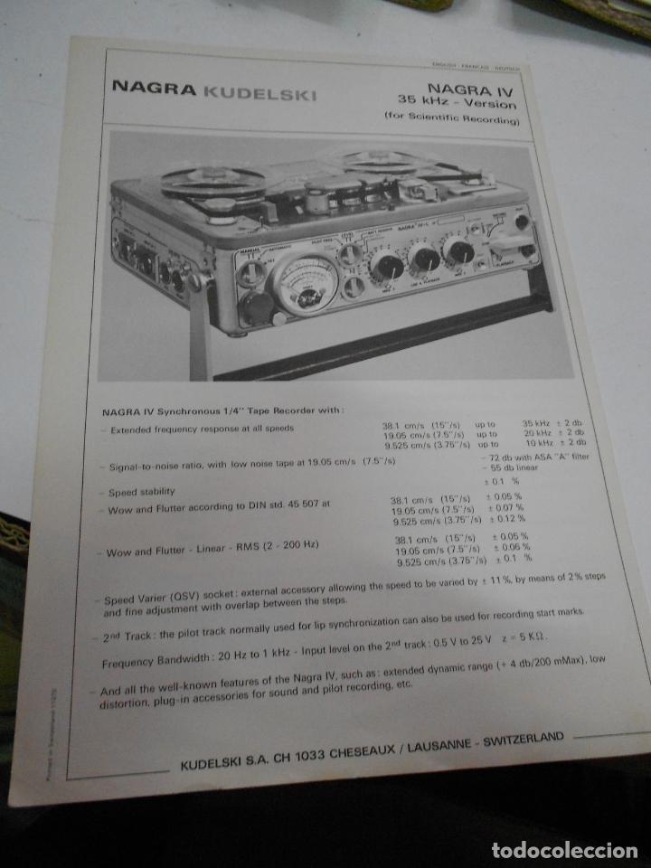 Radios antiguas: FICHA DESCRIPTIVA EQUIPO NAGRA IV - Foto 1
