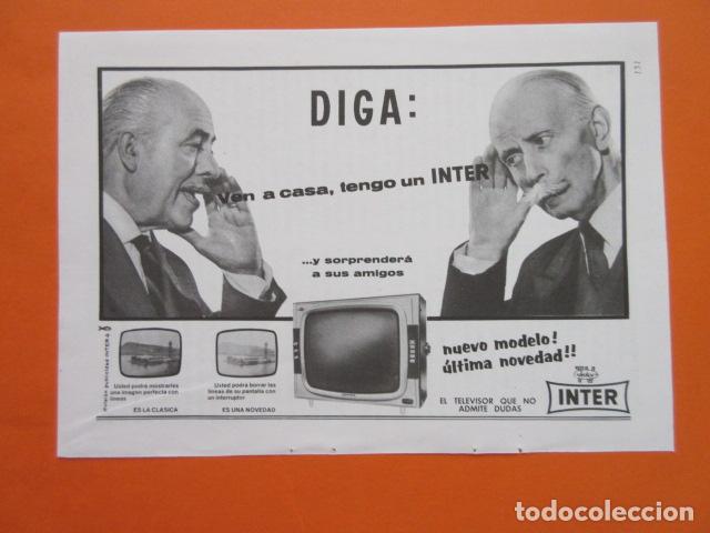 Radios antiguas: PUBLICIDAD 1963 - INTER TELEVISORES - Foto 1