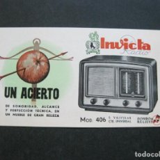 Radios antiguas: INVICTA RADIO-PUBLICIDAD ANTIGUA-VER FOTOS-(V-21.426). Lote 212124291