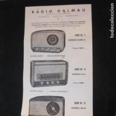 Radios antiguas: BARCELONA-RADIO DALMAU-PUBLICIDAD ANTIGUA DE RADIOS-VER FOTOS(K-2213)