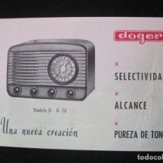 Radios antiguas: RADIO DOGER-PUBLICIDAD ANTIGUA-VER FOTOS-(K-2216)