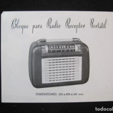 Radios antiguas: BLOQUE PARA RADIO RECEPTOR PORTATIL-PUBLICIDAD ANTIGUA-VER FOTOS-(K-2222)