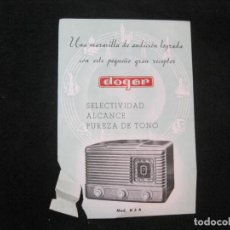 Radios antiguas: RADIO DOGER MODELO D 5 A-PUBLICIDAD ANTIGUA-VER FOTOS-(K-2223)