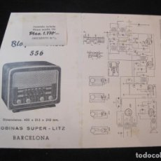 Radios antiguas: BARCELONA-BOBINAS SUPER LITZ-BLOQUE MODELO 556-PUBLICIDAD ANTIGUA-VER FOTOS-(K-2224)