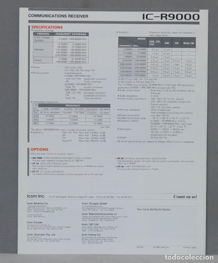 Radios antiguas: MANUAL. IC-R9000. COMMUNICATIONS RECEIVER - Foto 2