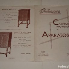 Radios antiguas: CATALOGO ODEON - CATÁLOGO PROVISIONAL DE APARATOS 1931, MODELO MIRAKEL, ORATOR, BRETÓN, CHUECA
