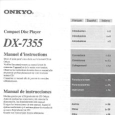 Radios antiguas: MANAUAL DE INSTRUCCIONES COMPACT DISC ONKYO DX-7355. Lote 315664603