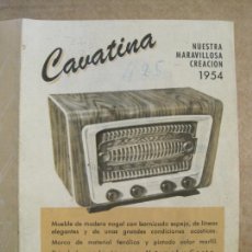 Radios antiguas: CAVATINA-AÑO 1954-CATALOGO RADIOS-PUBLICIDAD ANTIGUA-VER FOTOS-(K-8513)