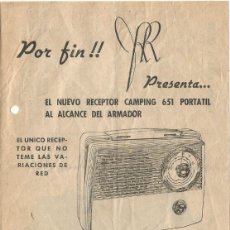 Radios antiguas: TRIPTICO ORIGINAL RECEPTOR DE RADIO CAMPING 651 PORTATIL ACCESORIOS ESQUEMA PARA EL MONTAJE. Lote 401989449
