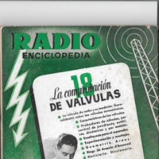 Radios antiguas: RADIO ENCICLOPEDIA. NÚMERO 18: LA COMPROBACIÓN DE VÁLVULAS. JULIO 1945. 1ª EDICIÓN. Lote 402770139