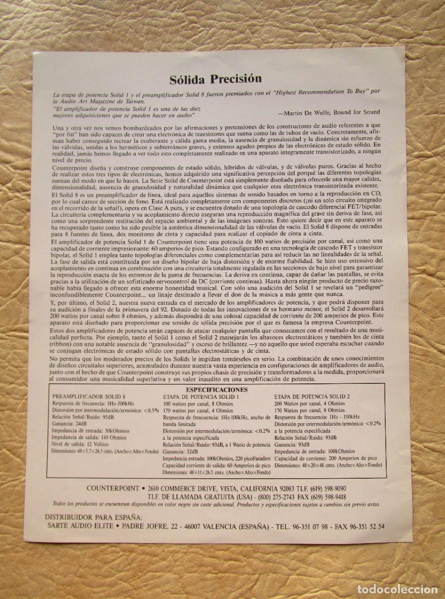 Radios antiguas: antiguo catalogo counterpoint solid precision etapa de potencia - Foto 2