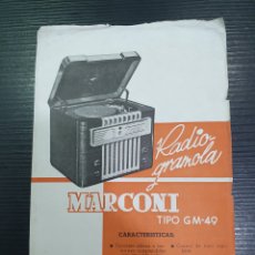 Radios antiguas: PUBLICIDAD EN PAPEL. RADIO GRAMOLA MARCONI GM 49. (L93)