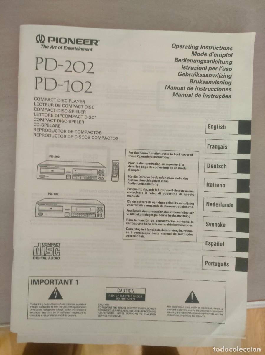 Radios antiguas: Manual Pioneer PD-202 - Foto 1