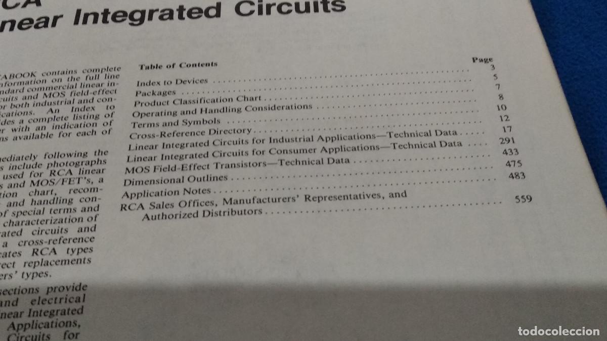 Radios antiguas: CATALOGOTECNICO:CIRCUITOS INTEGRADOS LINEAR (RCA SOLID STATE) 1978 LINEAR INTEGRATED CIRCUITS - Foto 4