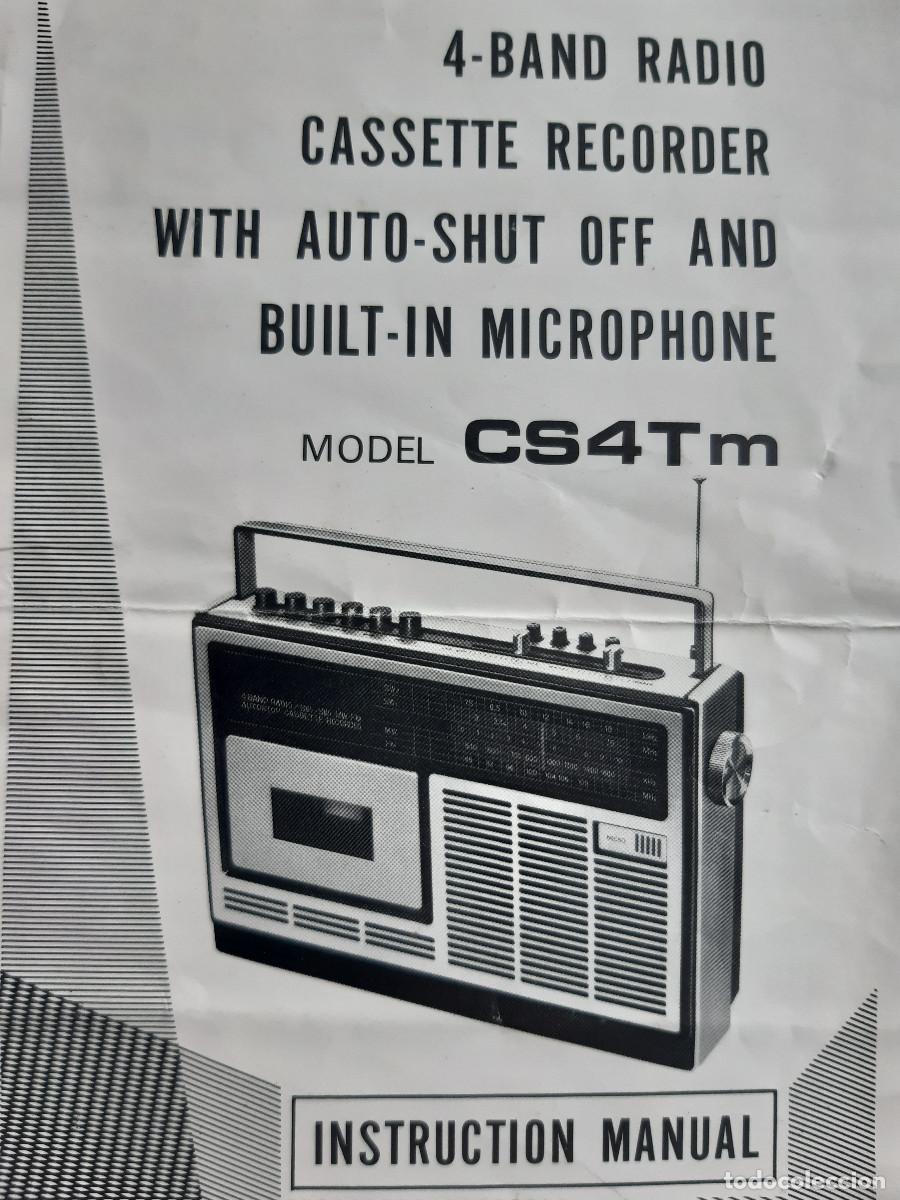 Radios antiguas: CASSETTE RECORDER CS4Tm-74D INSTRUCTION MANUAL 4 BAND MICROPHONE ESQUEMA DIAGRAM