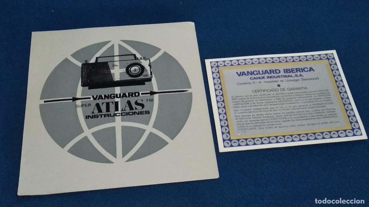 Radios antiguas: Manual instrucciones Vanguard SUPER FM ATLAS - Radio DE LOS 60/70 CON CERTIFICADO DE GARANTIA