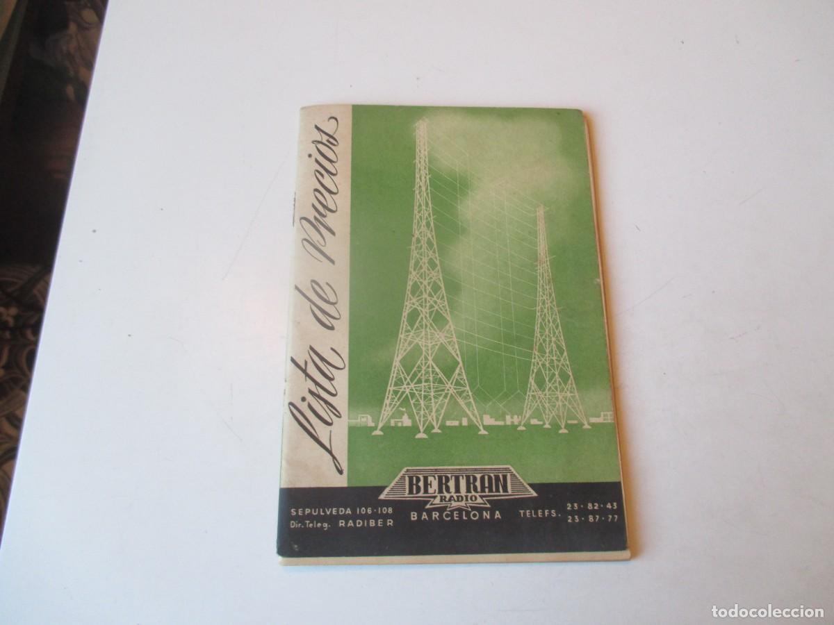 Radios antiguas: Bertran Radio lista de precios W40620