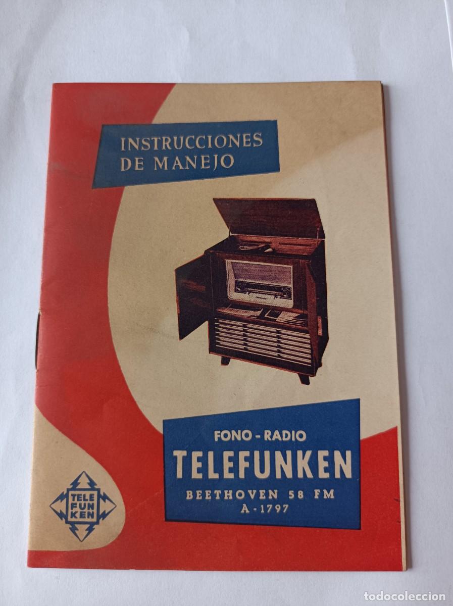Radios antiguas: CUADERNILLO INSTRUCCIONES DE MANEJO TELEFUNKEN FONO-RADIO BEETHOVEN 58 FM A-1797