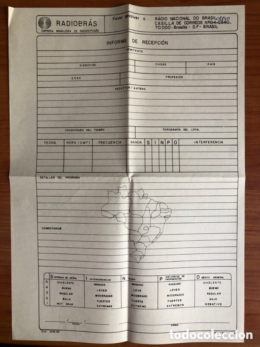 Radios antiguas: Informe de recepci&oacute;n Radio Brasil