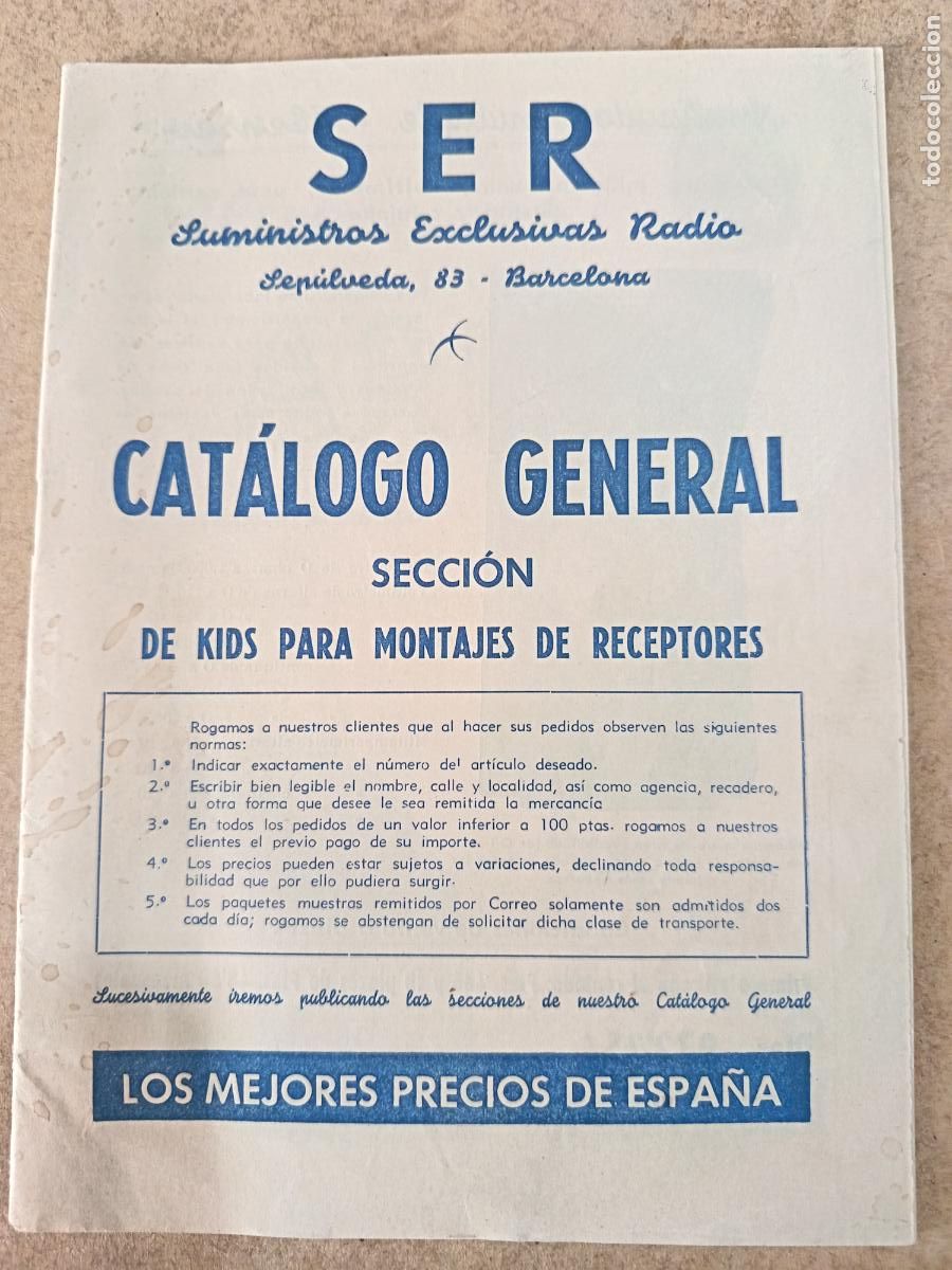 Radios antiguas: SER. SUMINISTROS EXCLUSIVOS RADIO. GAT&Aacute;LOGO GENERAL. 36 PP. ILUSTRADO.