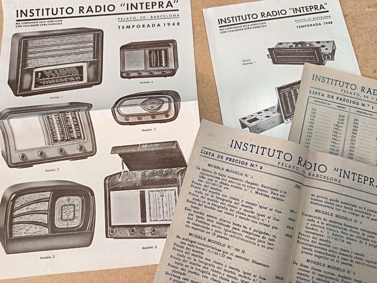 Radios antiguas: INSTITUTO RADIO INTEPRA. 1948. HOJAS PUBLICITARIAS