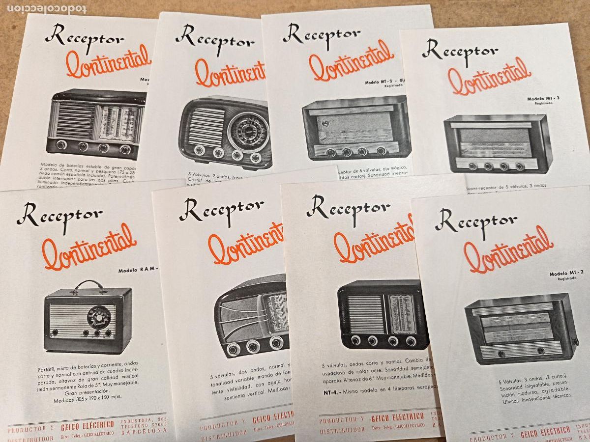 Radios antiguas: LOTE DE HOJITAS PUBLICITARIAS DE RADIOS. 10 X 15 CM APROX. LAS DE LA FOTO. DORSO SIN IMPRIMIR.