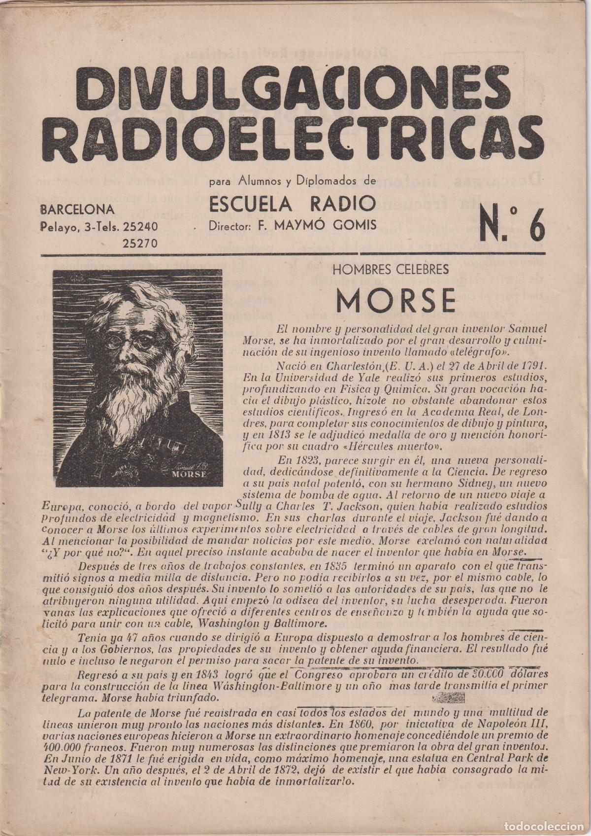 Alte Radios: DIVULGACIONES RADIOELECTRICAS N&ordm;6 &ndash; ESCUELA RADIO &ndash; F.MAYM&Oacute; GOMIS