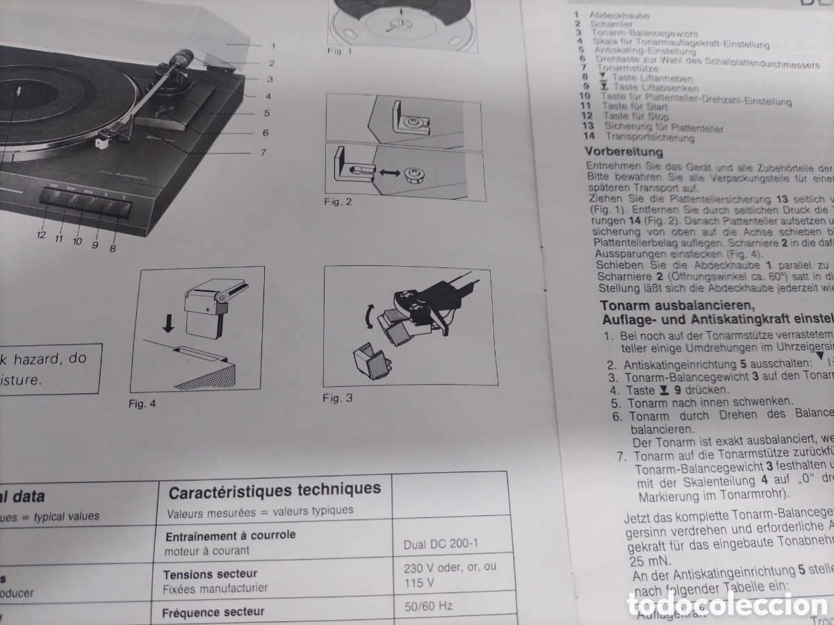 Radios antiguas: Instrucciones de manejo Tocadiscos Dual CS 520 - Foto 3