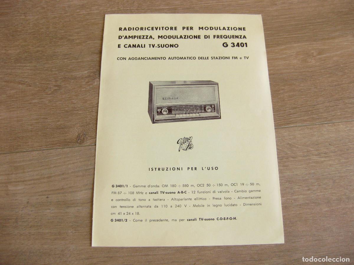Radios Anciennes: INSTRUCCIONES DE USO Y CARACTER&Iacute;STICAS DEL APARATO DE RADIO GELOSO G 3401. 1963