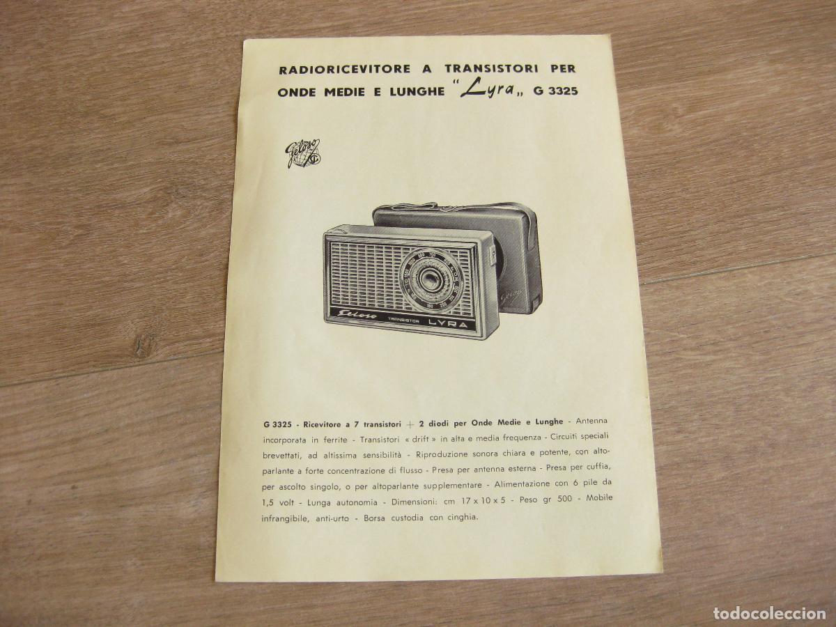 Radios Anciennes: INSTRUCCIONES DE USO Y CARACTER&Iacute;STICAS DEL APARATO DE RADIO TRANSISTOR GELOSO LYRA G 3325. A&Ntilde;OS 60