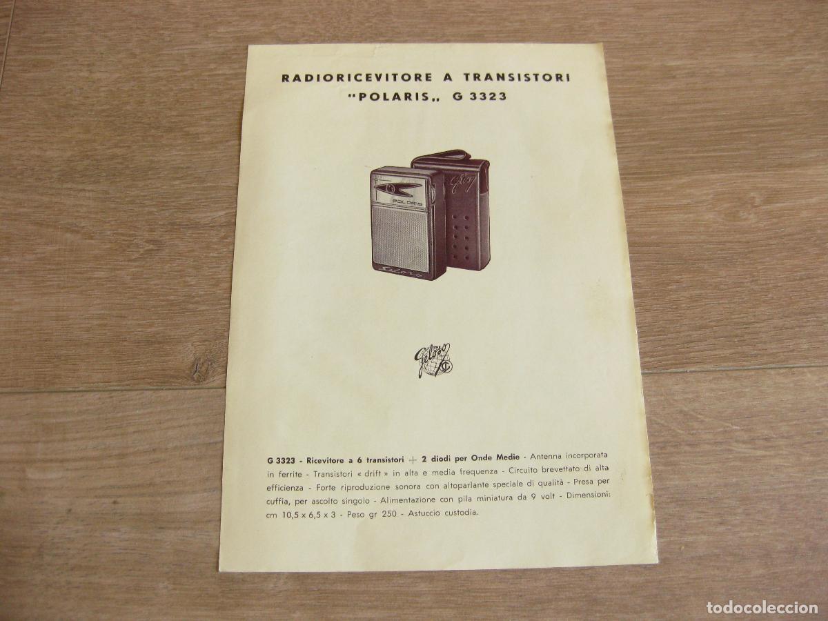 Radios Anciennes: INSTRUCCIONES DE USO Y CARACTER&Iacute;STICAS DEL APARATO DE RADIO TRANSISTOR GELOSO POLARIS G 3323 A&Ntilde;OS 60