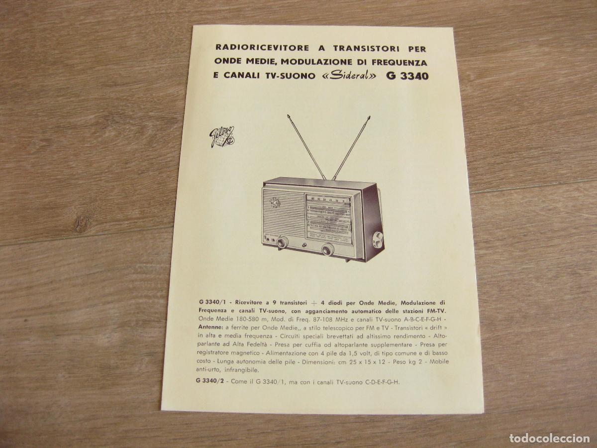 R&aacute;dios antigos: INSTRUCCIONES DE USO Y CARACTER&Iacute;STICAS DEL APARATO DE RADIO GELOSO SIDERAL G 3340