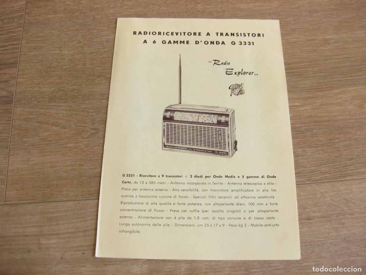 R&aacute;dios antigos: INSTRUCCIONES DE USO Y CARACTER&Iacute;STICAS DEL APARATO GELOSO RADIO EXPLORER G 3331. DESPLEGABLE