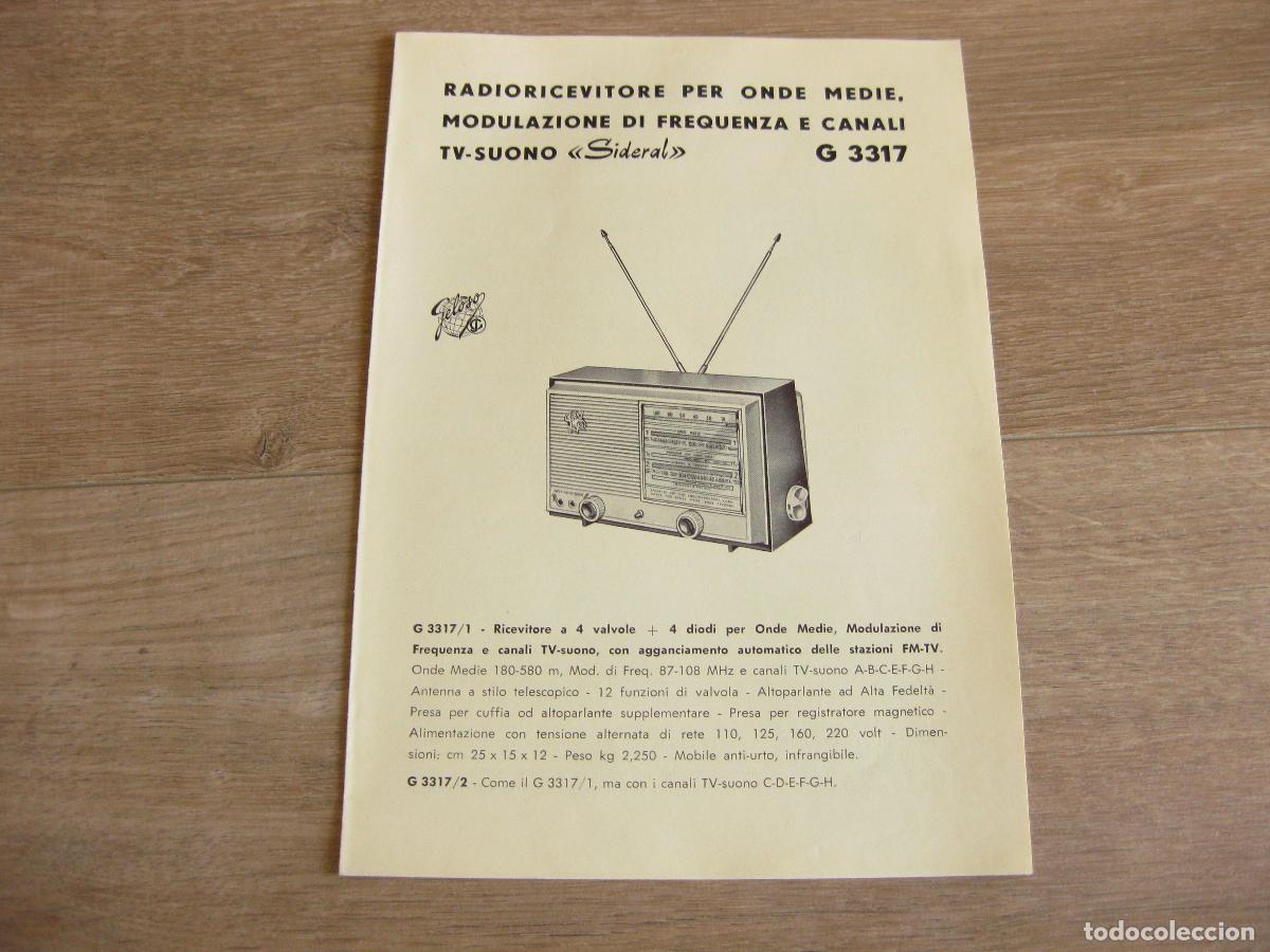 R&aacute;dios antigos: INSTRUCCIONES DE USO Y CARACTER&Iacute;STICAS DEL APARATO GELOSO RADIO RECEPTOR SIDERAL G 3317. TRANSISTOR