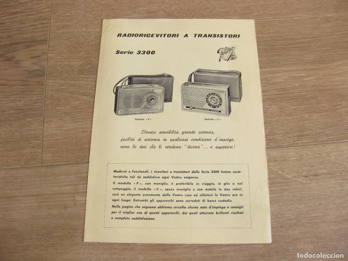 R&aacute;dios antigos: CAT&Aacute;LOGO INSTRUCCIONES DE USO Y CARACTER&Iacute;STICAS DEL APARATO GELOSO RADIO RECEPTOR G 3300. TRANSISTOR
